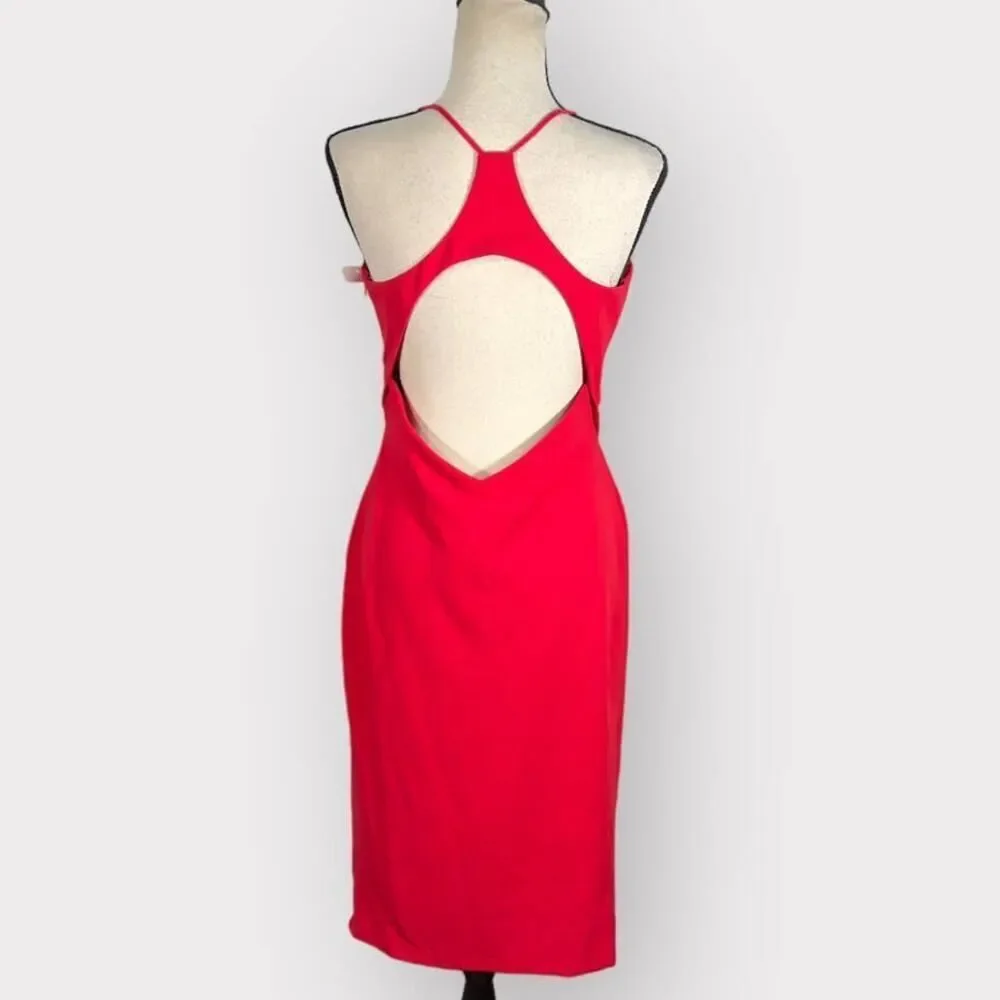 Lulus Get the Party Going Cocktail Bodycon Midi Dress Red Women's Size Large NWT - Picture 5 of 9